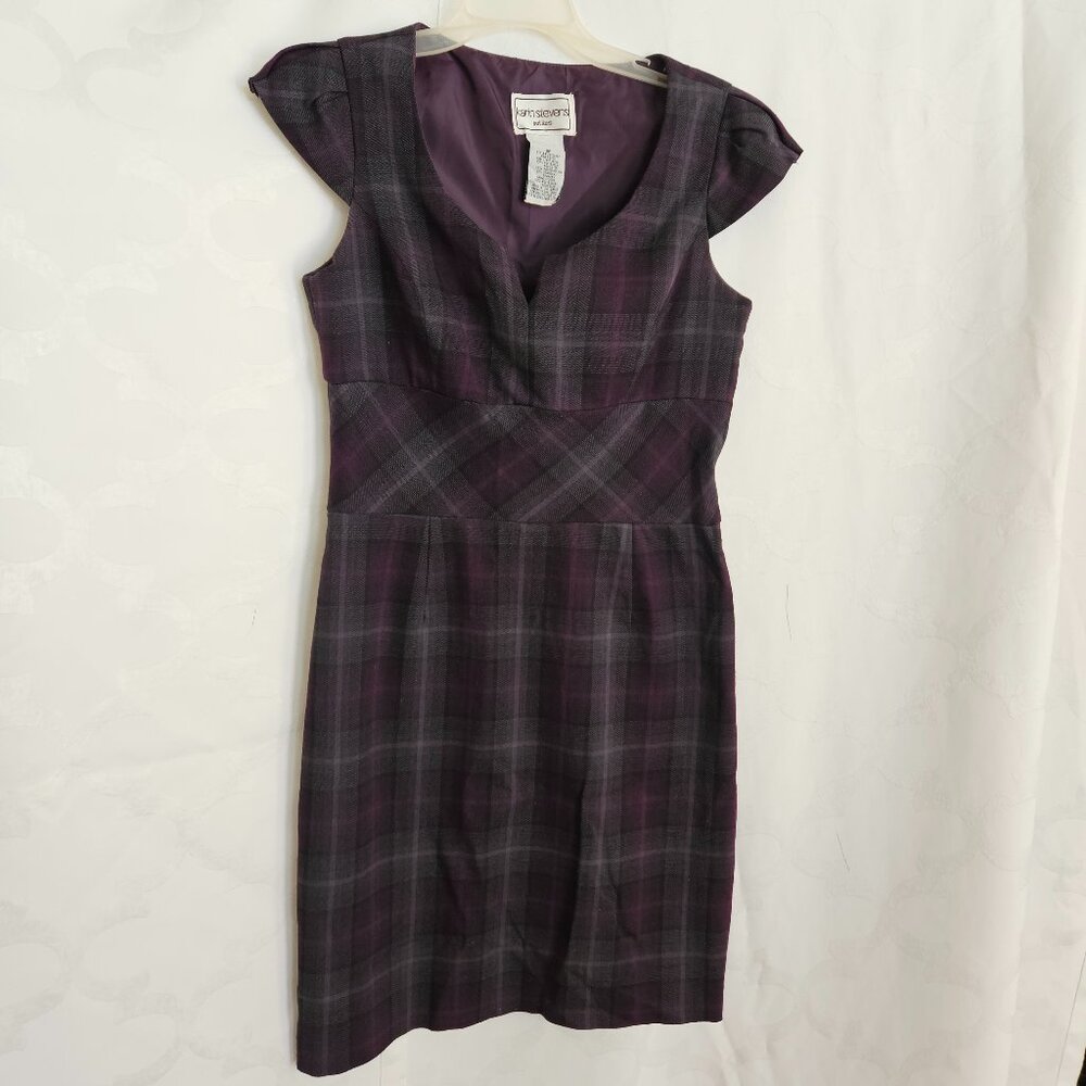 ***Elegant Purple Plaid Dress by Karin Stevens*** Petite Size
